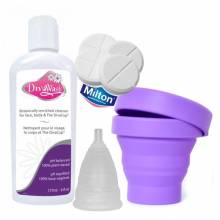 Copa menstrual Divacup + Gel íntimo + Esterilizador plegable + Pastillas Milton