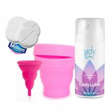 Copa Lily Cup Compact + Esterilizador Plegable + Lubricante Ladylube + Pastillas Milton